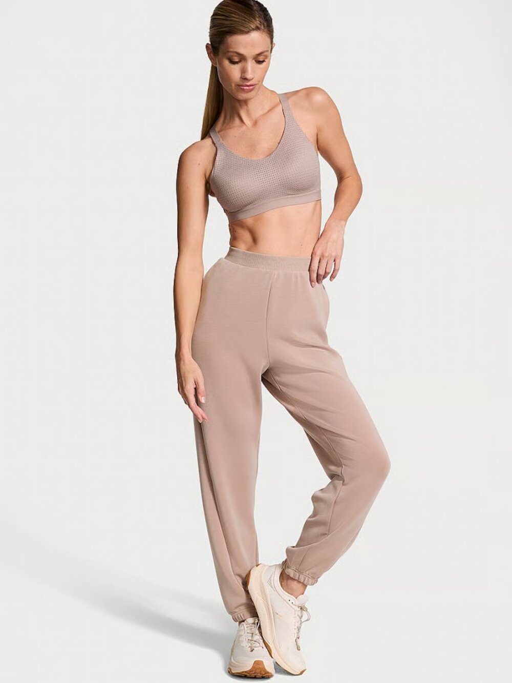 Victoria's Secret Featherweight Knit Jogger Pants - Size Large - Bare Taupe